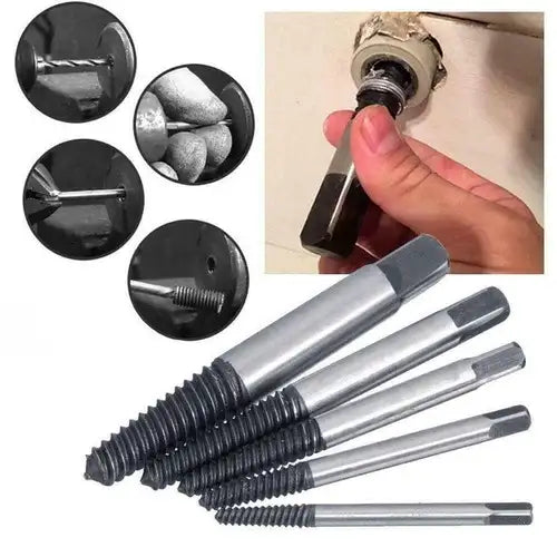 KIT DE 4 BROCAS EXTRACTORAS PARA TORNILLOS Y TUERCAS ATASCADAS